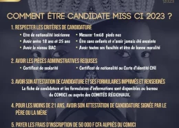 Quelles sont les conditions pour se présenter à Miss Côte d’Ivoire 2023 ?